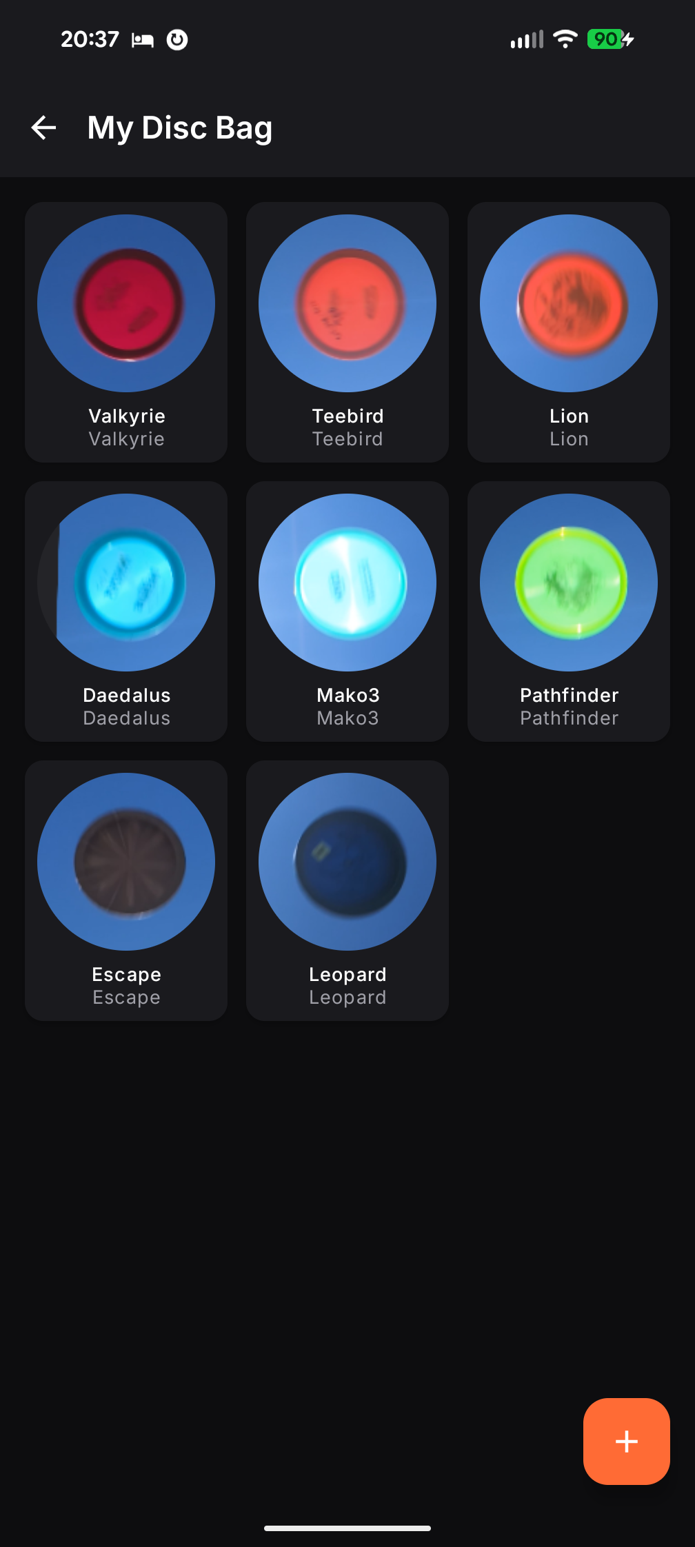 Disc Bag screen showing disc collection